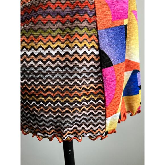 Y2K Anac Rainbow Geometric Mesh Top | Mod Print Lettuce Hem | S/M - Picture 3 of 6